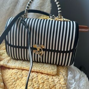 Vintage Striped Black and White Women's Handbag